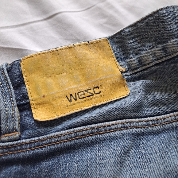 Wesc | Blue acid wash Y2K style mens slim straight leg jean - Picture 13 of 14
